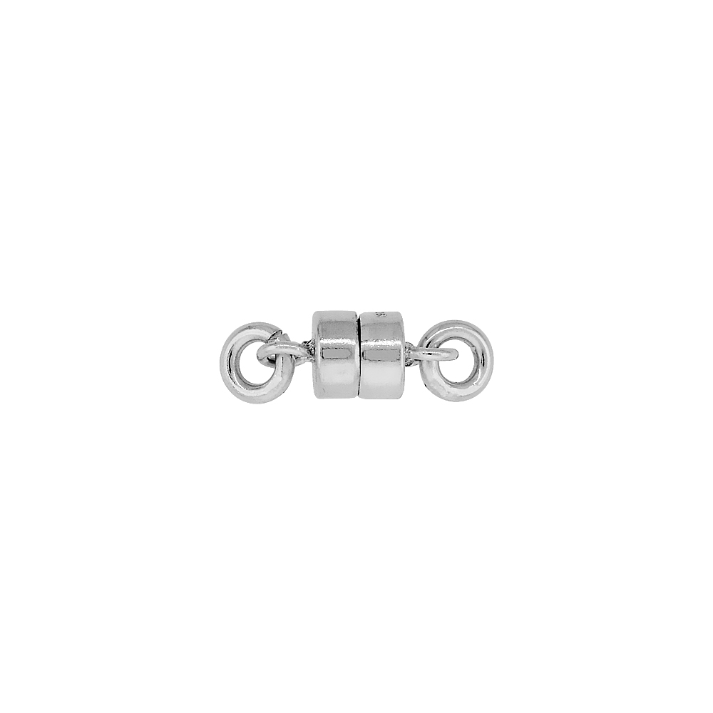 Sterling Silver 4 mm Magnetic Clasp for Light Necklaces USA, Square Edge