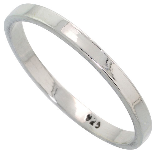 Sterling Silver 2.2 mm Flat Wedding Band Thumb Ring