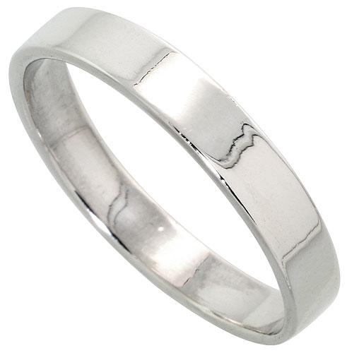 Sterling Silver 4 mm Flat Wedding Band Thumb Ring