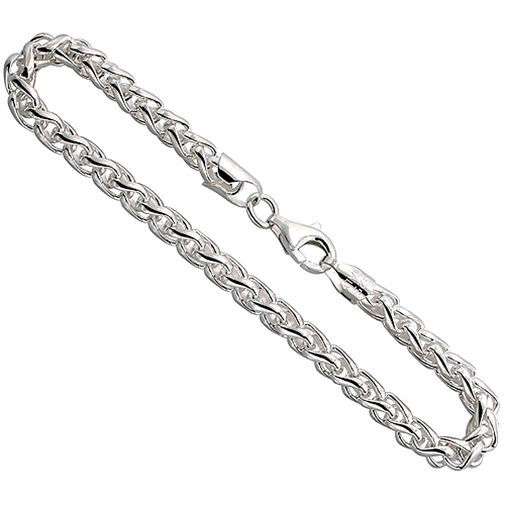 Sterling Silver Spiga Wheat Chain Necklaces & Bracelets 2mm Nickel Free Italy, sizes 7 - 30 inch