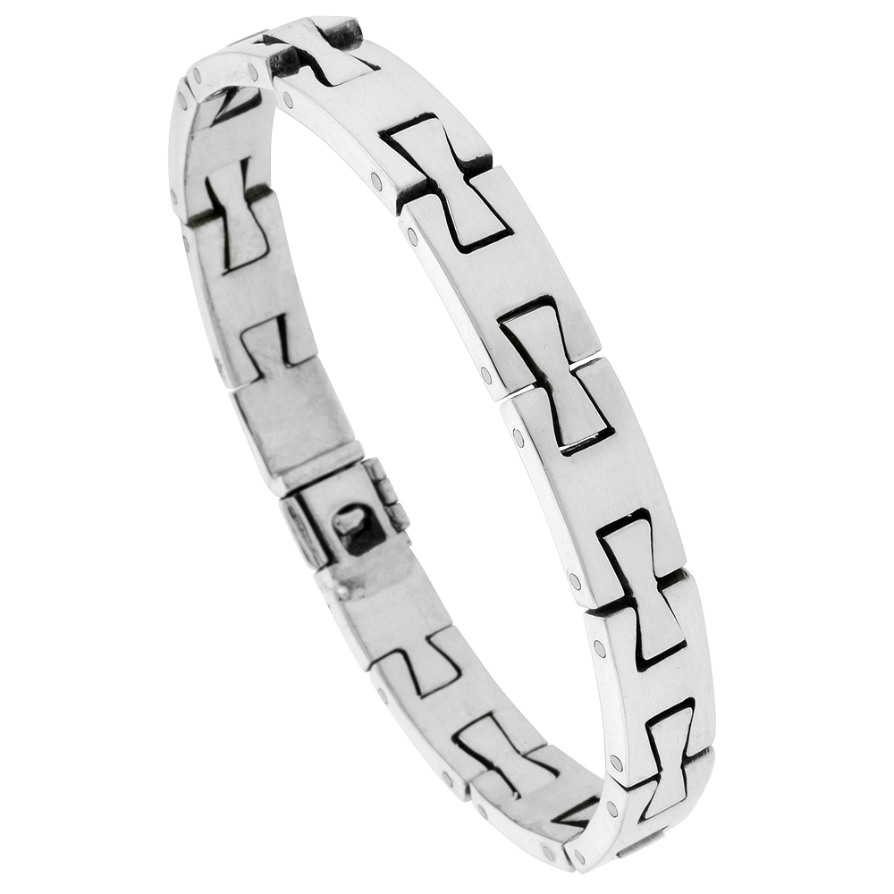 Sterling Silver Gents Dovetail Link Bracelet Handmade 3/8 inch wide, sizes 7.5, 8, 8.5 inch