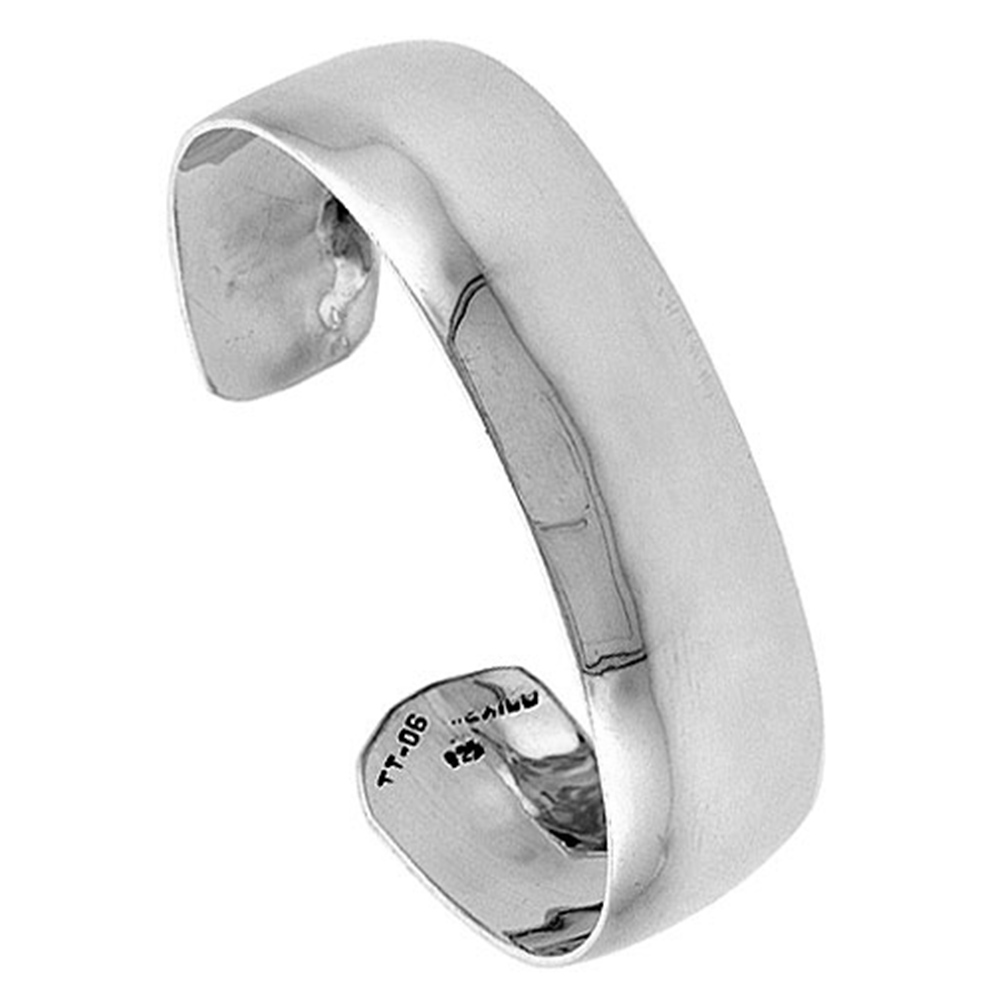 Sterling Silver Cuff Bracelet Plain Domed 3/4 inch wide Polished Handmade for women