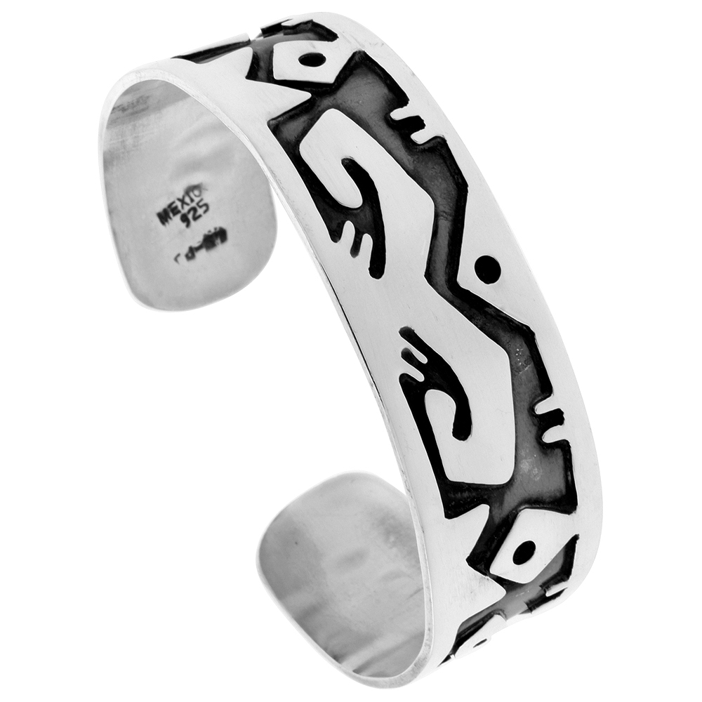 Sterling Silver Southwestern Hopi design Cuff Bracelet 3/4 inch Wide