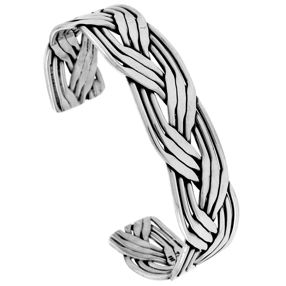 Sterling Silver Sailors Knot Cuff Bracelet 9 Strand Handmade 7.25 inch