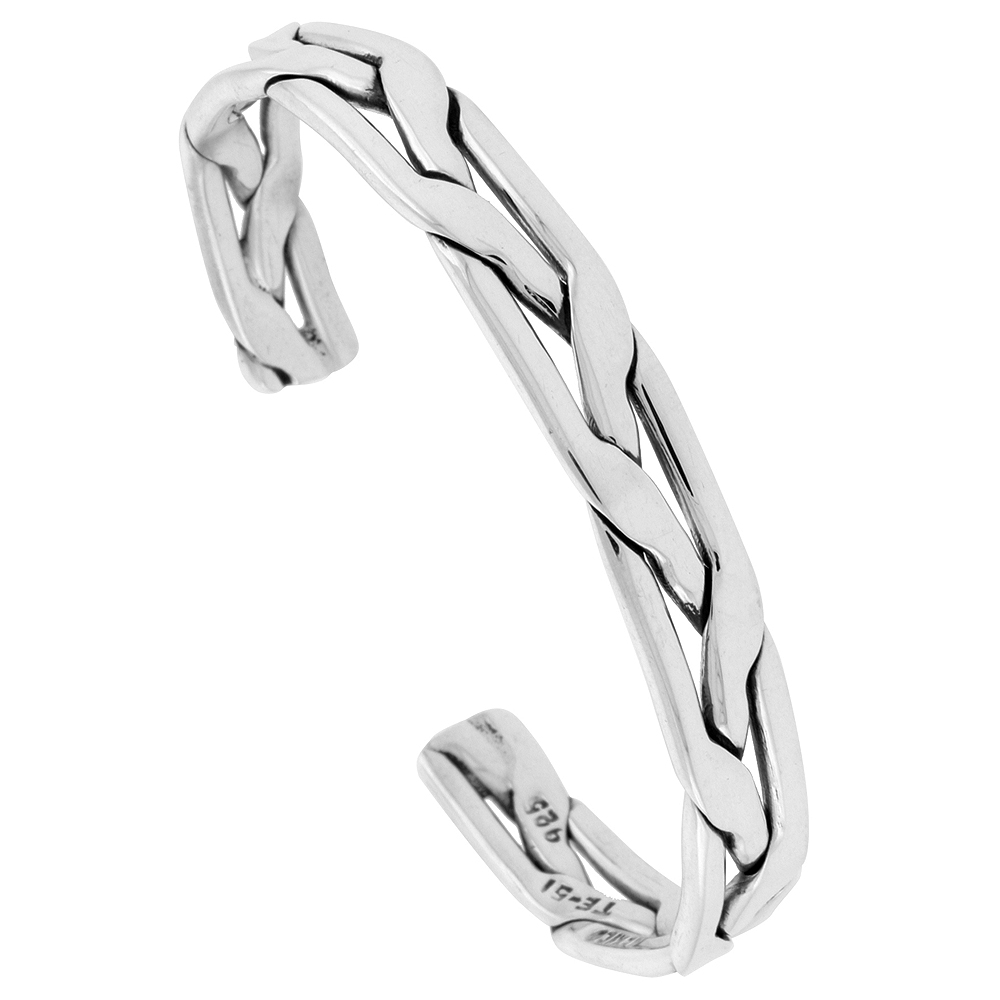 Sterling Silver Sailors Knot Cuff Bracelet Handmade 7.25 inch