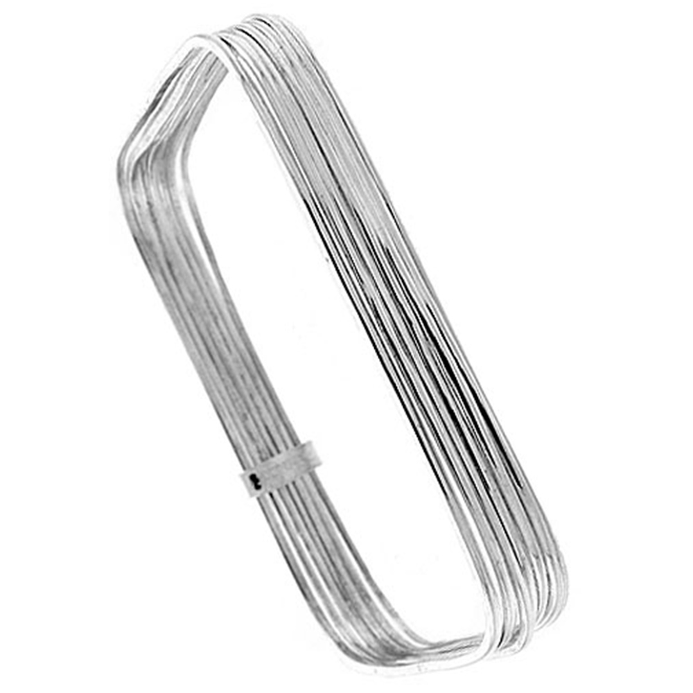 Sterling Silver 7-day Bangle Bracelet Square Shape Slip on Handmade 7 inch