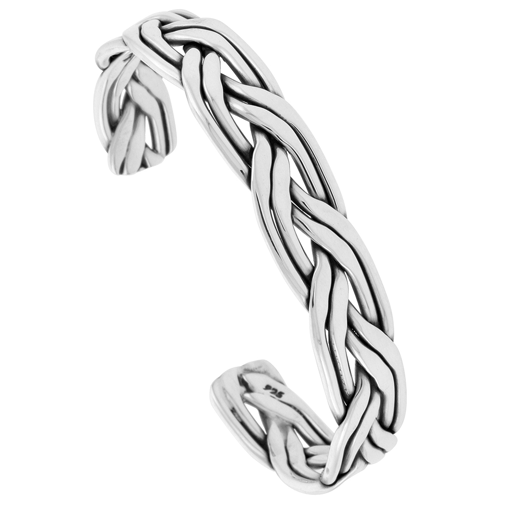 Sterling Silver Sailors Knot Cuff Bracelet 4 Strand Handmade 7.25 inch