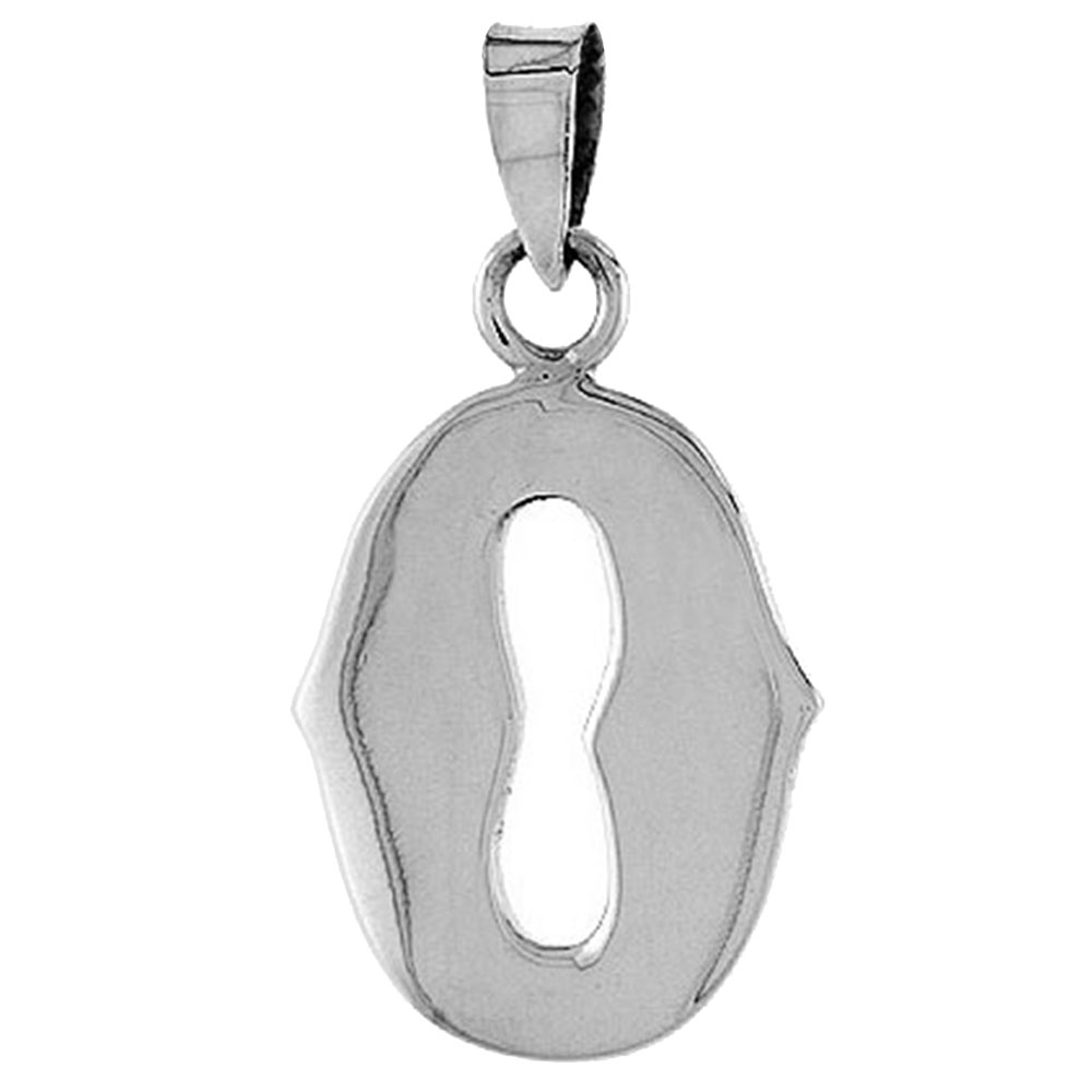 3/4 inch Sterling Silver Block Initial O Alphabet Pendant Alphabet Letters High Polished