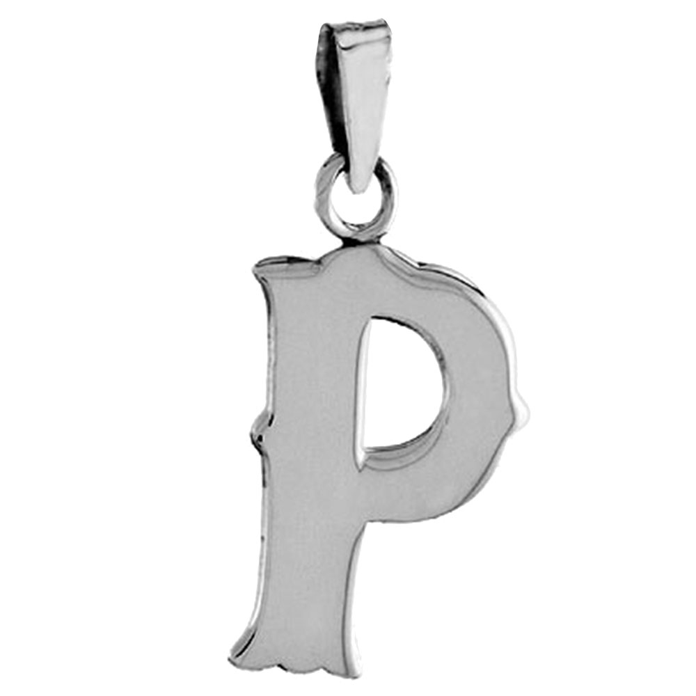 3/4 inch Sterling Silver Block Initial P Alphabet Pendant Alphabet Letters High Polished