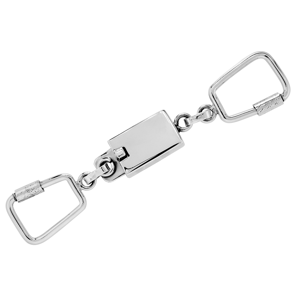 Sterling Silver Valet Key Ring / Keychain Handmade, 4.5 inch