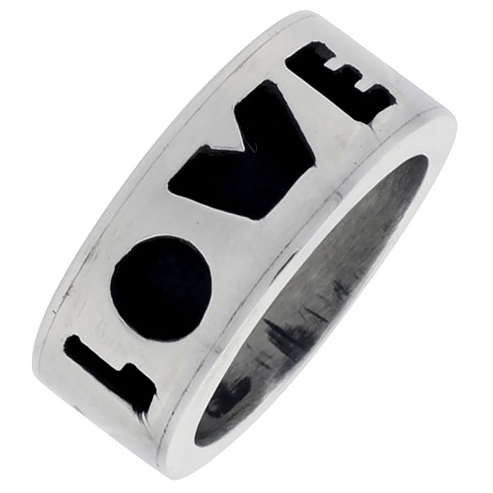 Sterling Silver LOVE Ring for Men Southwestern Design Handmade 5/16 inch wide sizes 6-13