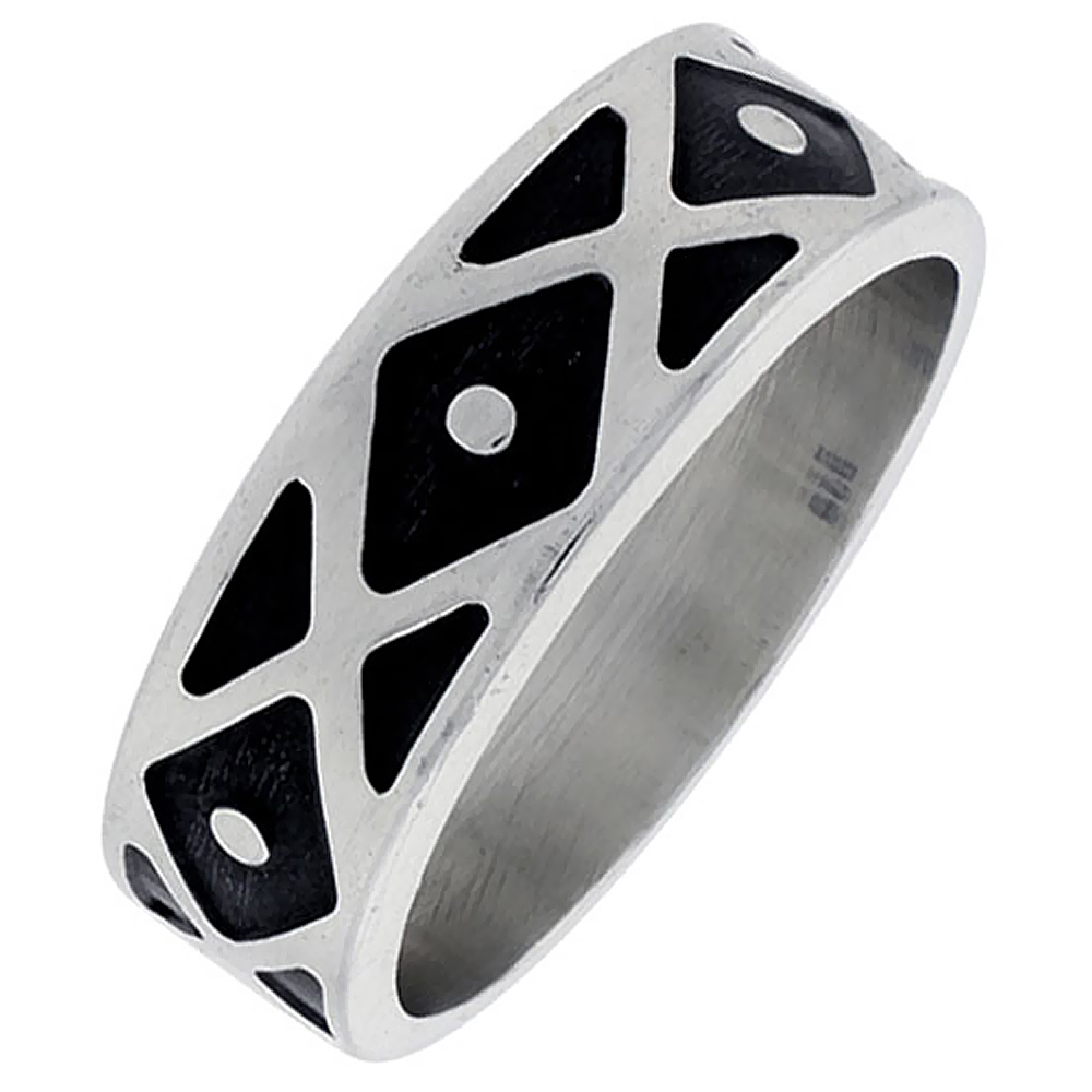 Sterling Silver Native American Navajo Pattern Ring for Men Southwestern Design Handmade 1/4 inch wide sizes 7-13