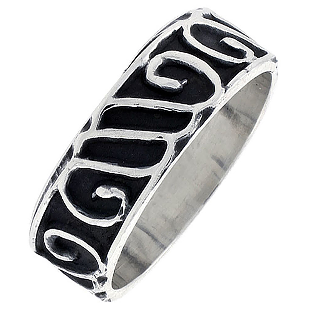 Sterling Silver S Scroll Ring for Men and Women Southwestern Design Handmade 1/4 inch wide sizes 7-13