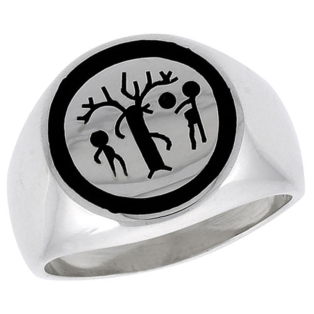 Sterling Silver Adam and Eve Ring for Men & Women 5/8 inch, sizes 6 - 14