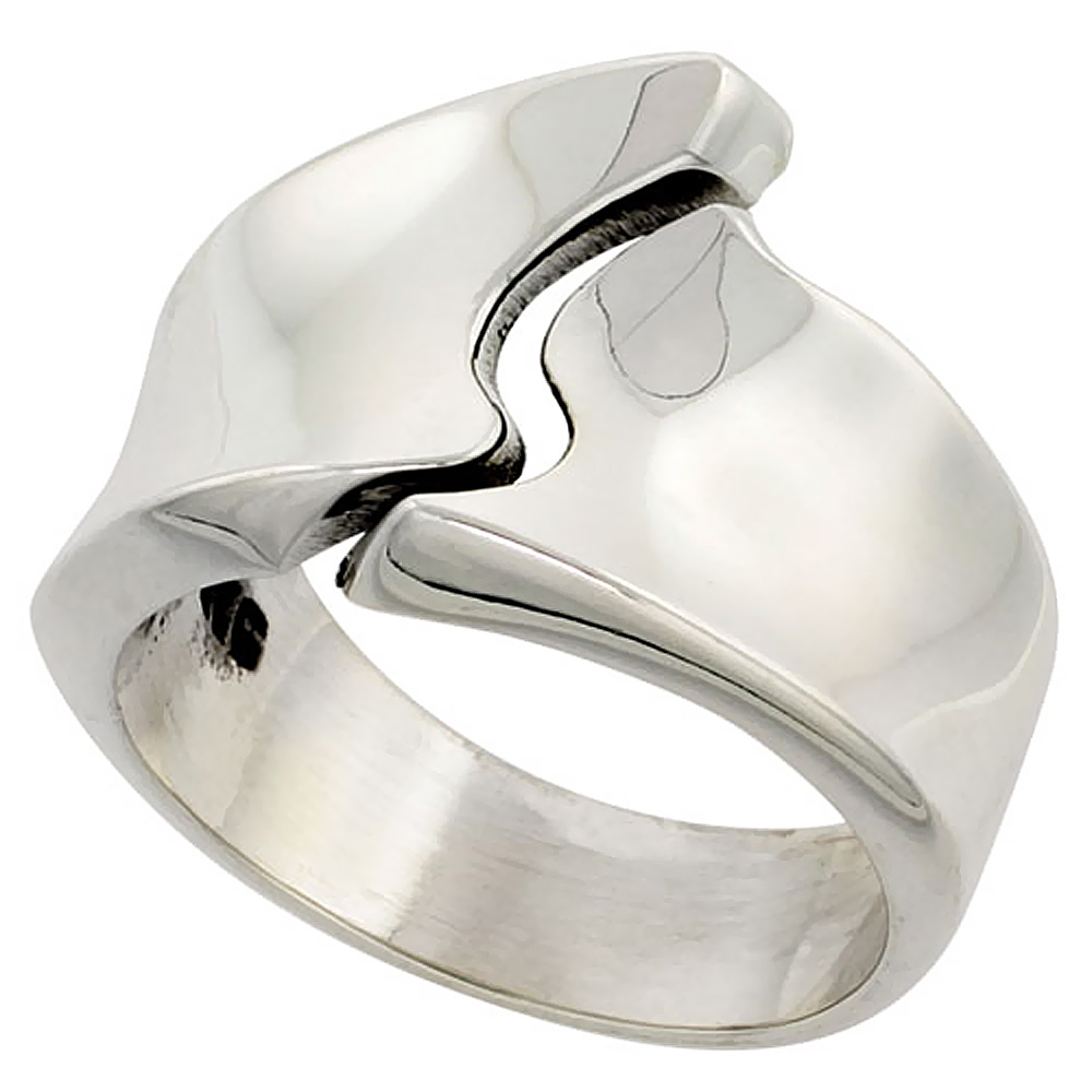 Sterling Silver Male and Female Ring Handmade High Polish 3/4 inch wide