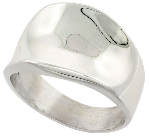 Sterling Silver Cigar Band Ring Concave Handmade 9/16 inch wide