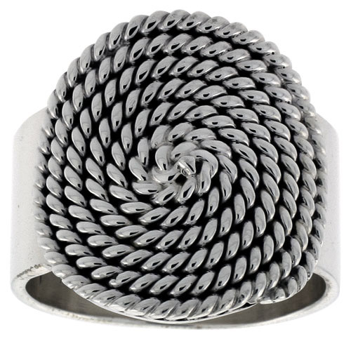 Sterling Silver Ship Rope Ring Handmade 1 inch