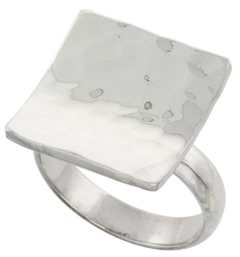 Sterling Silver Concave Square Ring 3/4 inch wide