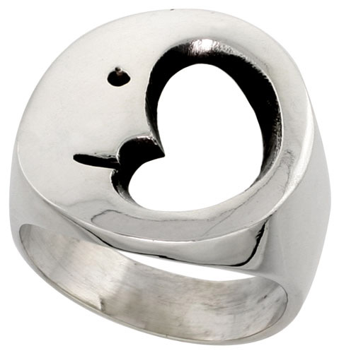 Sterling Silver Crescent Moon Ring 3/4 inch wide