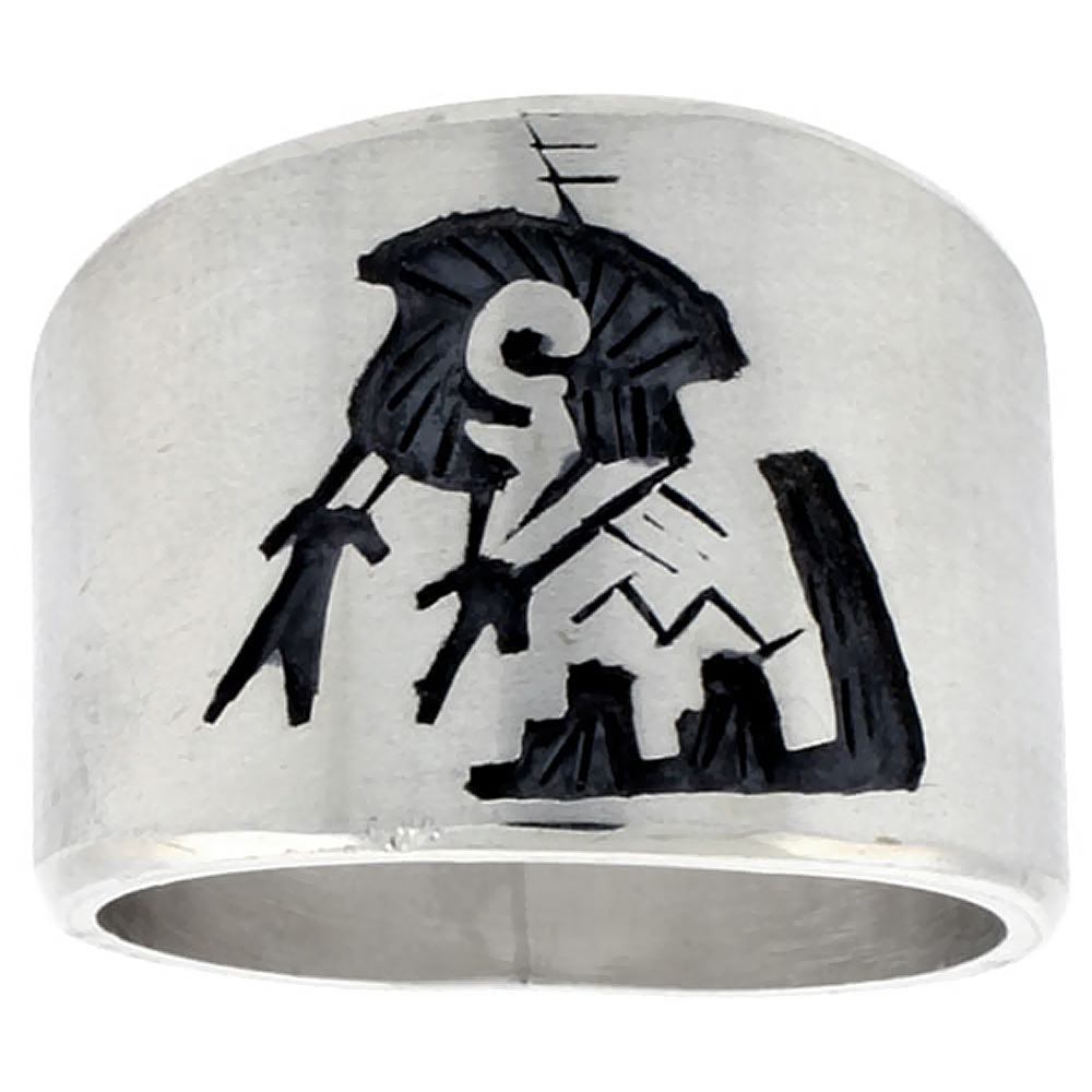 Sterling Silver Native American Design BRAVE Ring, sizes 8-13