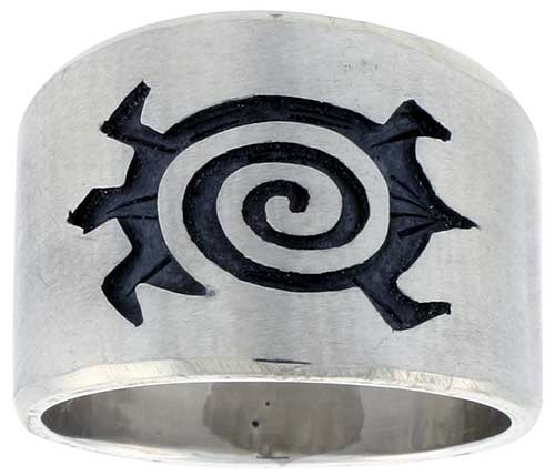 Sterling Silver Native American Design Turtle Ring, sizes 8-13