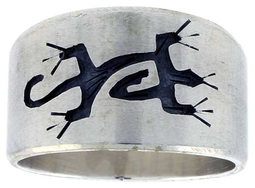 Sterling Silver Native American Design Gecko Ring, sizes 8-13
