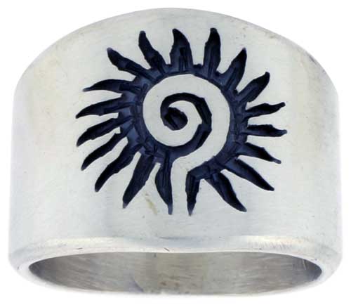 Sterling Silver Native American Design Sun Ring, sizes 8-13