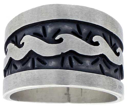 Sterling Silver Native American Design WAVES Ring, sizes 8-13
