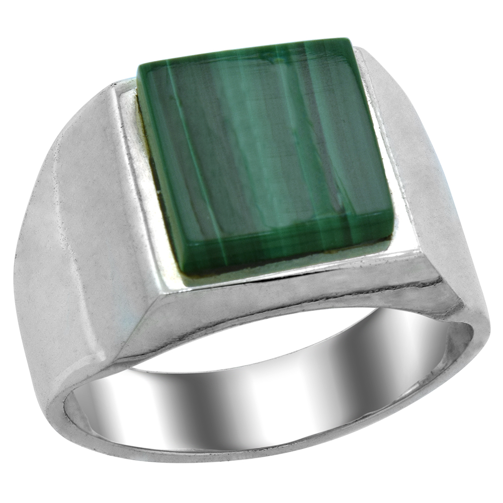 13 Malachite Sterling Silver inlaid rings sizes 9,11 3/4,12 