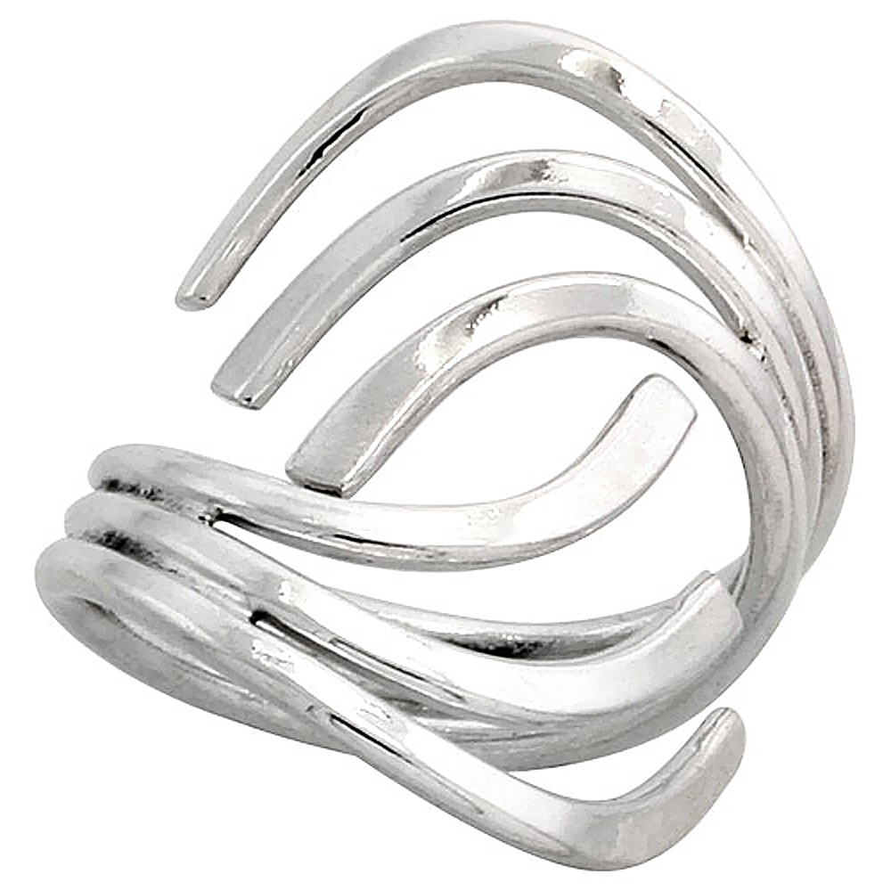 Sterling Silver Wire Wrap Ring for Women Fork Bypass Handmade 1 inch long, sizes 6 - 10 