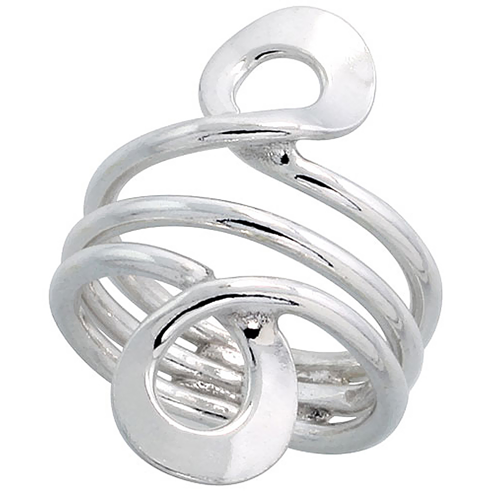 Sterling Silver Wire Wrap Ring for Women infinity Bypass Handmade 1 1/4 inch long, sizes 6 - 10 