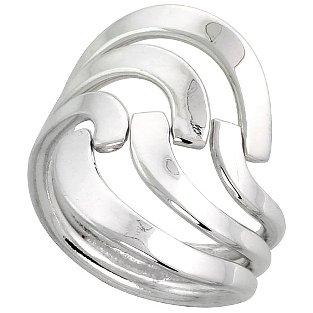 Sterling Silver Wire Wrap Ring for Women Forks Bypass Handmade 1 inch long, sizes 6 - 10 