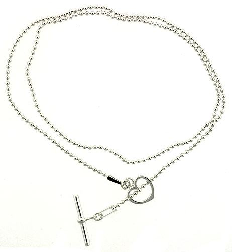 Sterling Silver Necklace / Bracelet with Heart Toggle Clasp Key